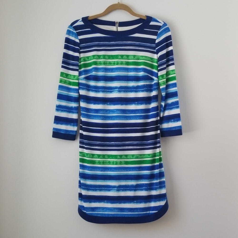 Vince Camuto bright blue striped dress Womens 4
